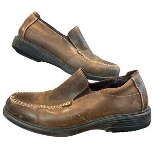 G-Defy Gravity Defyer Brown Leather Moc Toe Slip On Loafer Shoes Mens Size 13